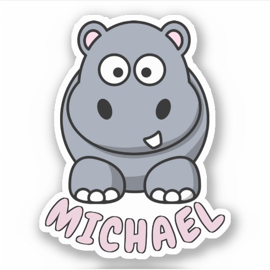 Aangepaste naam Hippo Zoo Safari Dier Sticker (Voorkant)