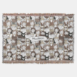 Aangepaste naam Hipster Pattern deken werpen