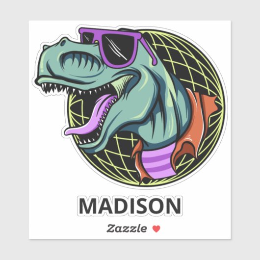 Aangepaste naam Hipster T-Rex Sticker (Vel)
