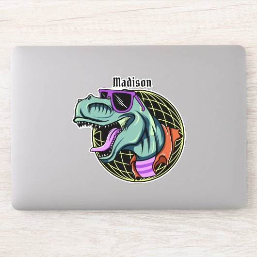 Aangepaste naam Hipster T-Rex Sticker (Computer)