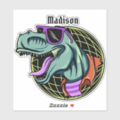 Aangepaste naam Hipster T-Rex Sticker (Vel)