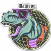 Aangepaste naam Hipster T-Rex Sticker (Voorkant)