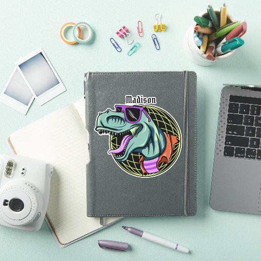Aangepaste naam Hipster T-Rex Sticker (iPad Cover)