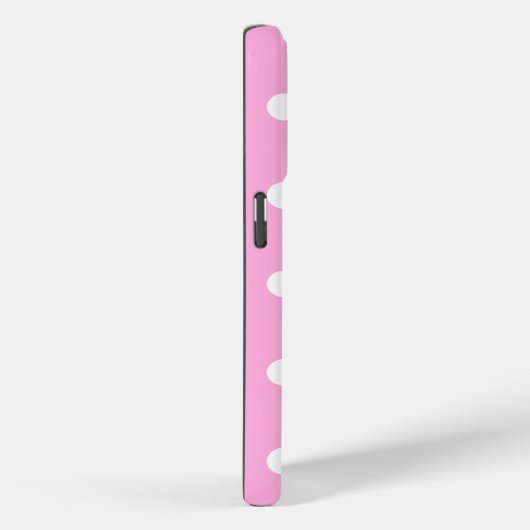 Aangepaste naam Hoesje voor iPhone, roze met polka (Achterkant / Rechts)