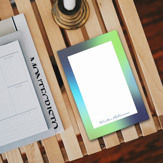 Aangepaste naam holografisch blauw groen turquoise post-it® notes