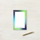 Aangepaste naam holografisch blauw groen turquoise post-it® notes (Op bureau)