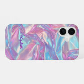 Aangepaste naam holografisch pastel iriserend iPhone 16 hoesje (Achterkant horizontaal)