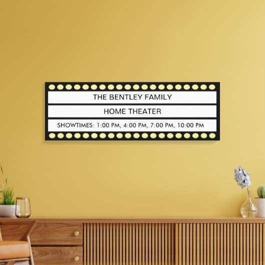 Aangepaste naam Home Movie Theater Marquee Persoon Canvas Afdruk (Insitu (Woonkamer))