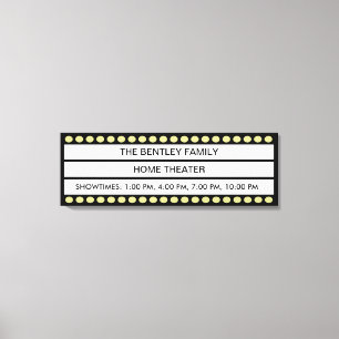 Aangepaste naam Home Movie Theater Marquee Persoon Canvas Afdruk