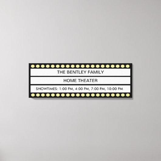 Aangepaste naam Home Movie Theater Marquee Persoon Canvas Afdruk (Voorkant)