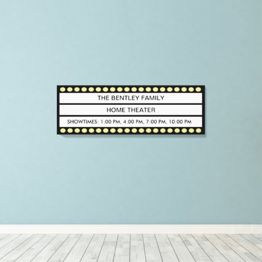 Aangepaste naam Home Movie Theater Marquee Persoon Canvas Afdruk (Insitu (Houten vloer))