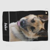 Aangepaste naam hond foto gepersonaliseerd golfhanddoek (Horizontaal)