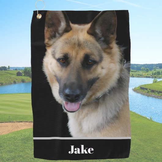 Aangepaste naam hond foto gepersonaliseerd golfhanddoek
