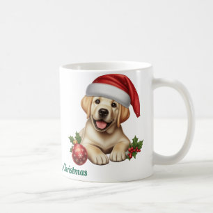 Aangepaste naam, hond met het pet van de Kerstman Koffiemok