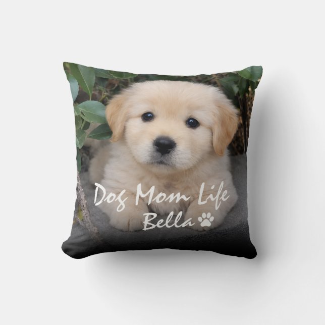 Aangepaste naam hond moeder leven Bella puppy ontw Kussen (Voorkant)