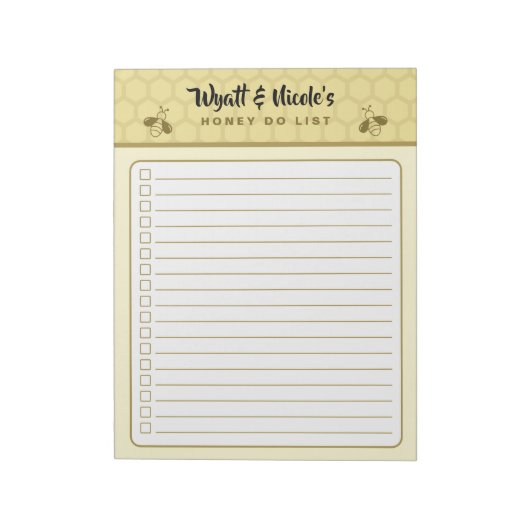 Aangepaste Naam Honey Do Lijst Notitieblok (Linkerzijde)