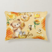 Aangepaste Naam Honing Beer Bijen Accent Kussen (Voorkant)