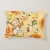 Aangepaste Naam Honing Beer Bijen Accent Kussen (Achterkant)