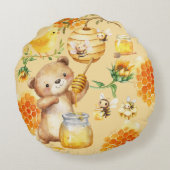 Aangepaste Naam Honing Beer Bijen Rond Kussen (Achterkant)