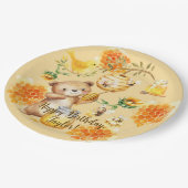 Aangepaste Naam Honing Beer Bijen Verjaardagsfeest Papieren Bordje (Gekanteld)