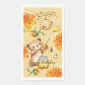 Aangepaste Naam Honing Beer Bijen Verjaardagsfeest Servet (Voorkant)