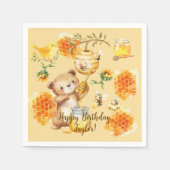 Aangepaste Naam Honing Beer Bijen Verjaardagsfeest Servet (Voorkant)