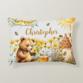 Aangepaste naam Honingbijen Teddy Bear Accent Kussen (Voorkant)