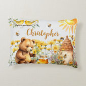 Aangepaste naam Honingbijen Teddy Bear Accent Kussen (Achterkant)