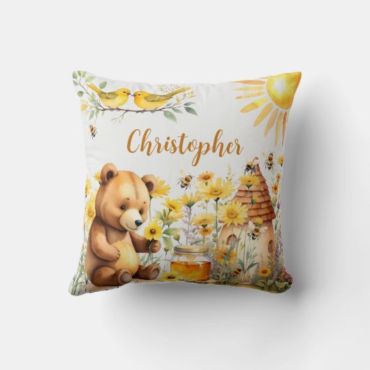 Aangepaste naam Honingbijen Teddy Bear Kussen (Achterkant)
