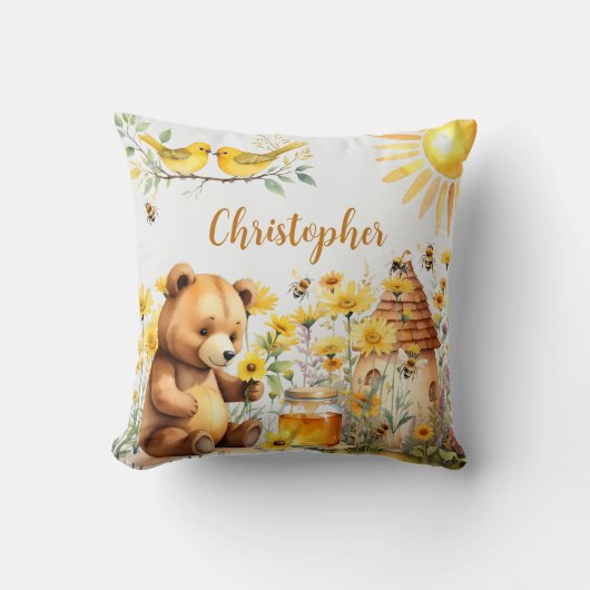 Aangepaste naam Honingbijen Teddy Bear Kussen (Voorkant)