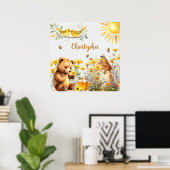 Aangepaste naam Honingbijen Teddy Bear Poster (Thuiskantoor)