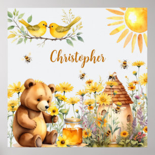Aangepaste naam Honingbijen Teddy Bear Poster