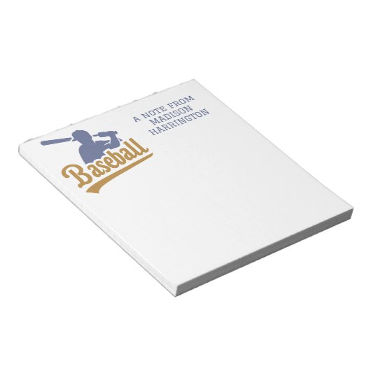 Aangepaste naam honkbalspeler notitieblok (Schuin)
