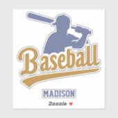 Aangepaste naam honkbalspeler sticker (Vel)