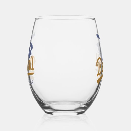 Aangepaste naam honkbalspeler wijnglas zonder voet (Links)