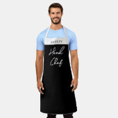 Aangepaste naam Hoofdkok Zwart Wit Keuken Schort (Gedragen)