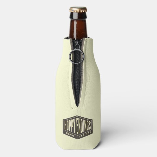 Aangepaste naam Hoppy Endings Beer Bottle Cooler (Fles Achterkant)