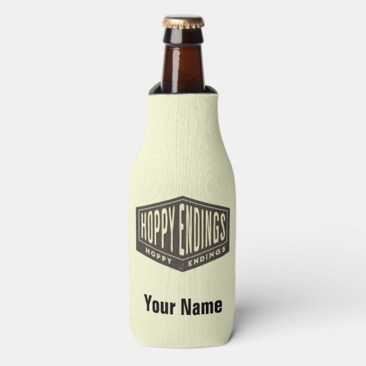 Aangepaste naam Hoppy Endings Beer Bottle Cooler (Fles Voorkant)