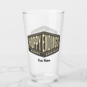 Aangepaste naam Hoppy Endings Funny Pint Beer Glas (Achterkant)