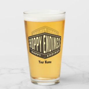 Aangepaste naam Hoppy Endings Funny Pint Beer Glas
