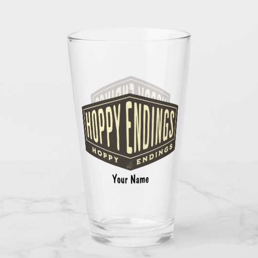 Aangepaste naam Hoppy Endings Funny Pint Beer Glas (Voorkant)