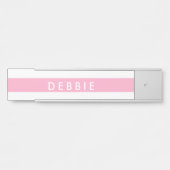 Aangepaste naam horizontale strepen roze & wit deurbordje (Voorkant)
