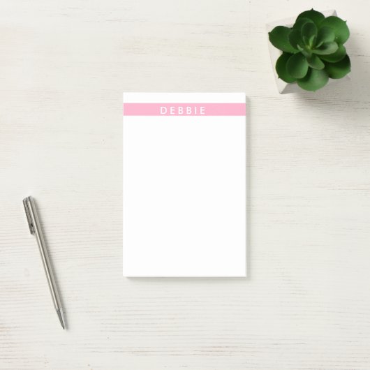 Aangepaste naam horizontale strepen roze & wit post-it® notes (Kantoor)