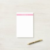 Aangepaste naam horizontale strepen roze & wit post-it® notes (Op bureau)