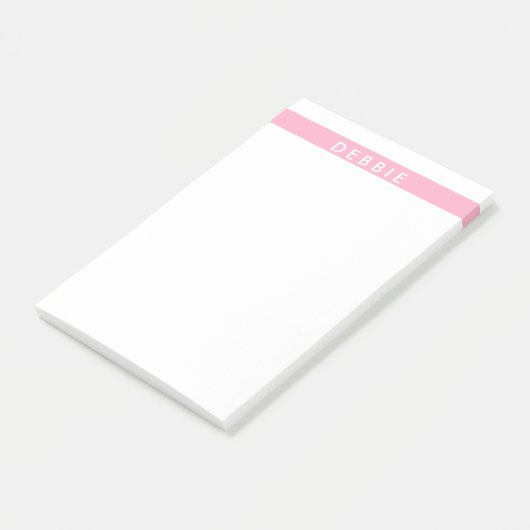 Aangepaste naam horizontale strepen roze & wit post-it® notes (Schuin)
