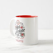 Aangepaste naam Hot Chocolate North Pole Christmas Tweekleurige Koffiemok (Voorkant links)