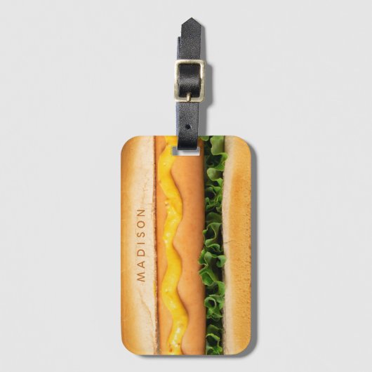 Aangepaste naam Hot Dog Bagagelabel (Voorkant (verticaal))