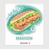 Aangepaste naam Hot Dog Sticker (Vel)