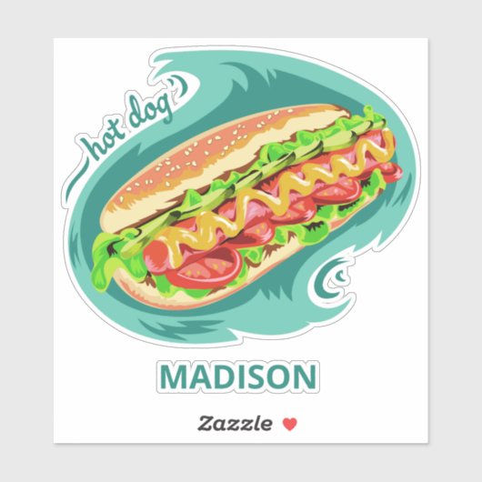 Aangepaste naam Hot Dog Sticker (Vel)