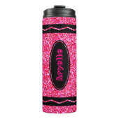 Aangepaste naam Hot Pink Glitter Crayon Drink Tumb Thermosbeker (Voorkant)